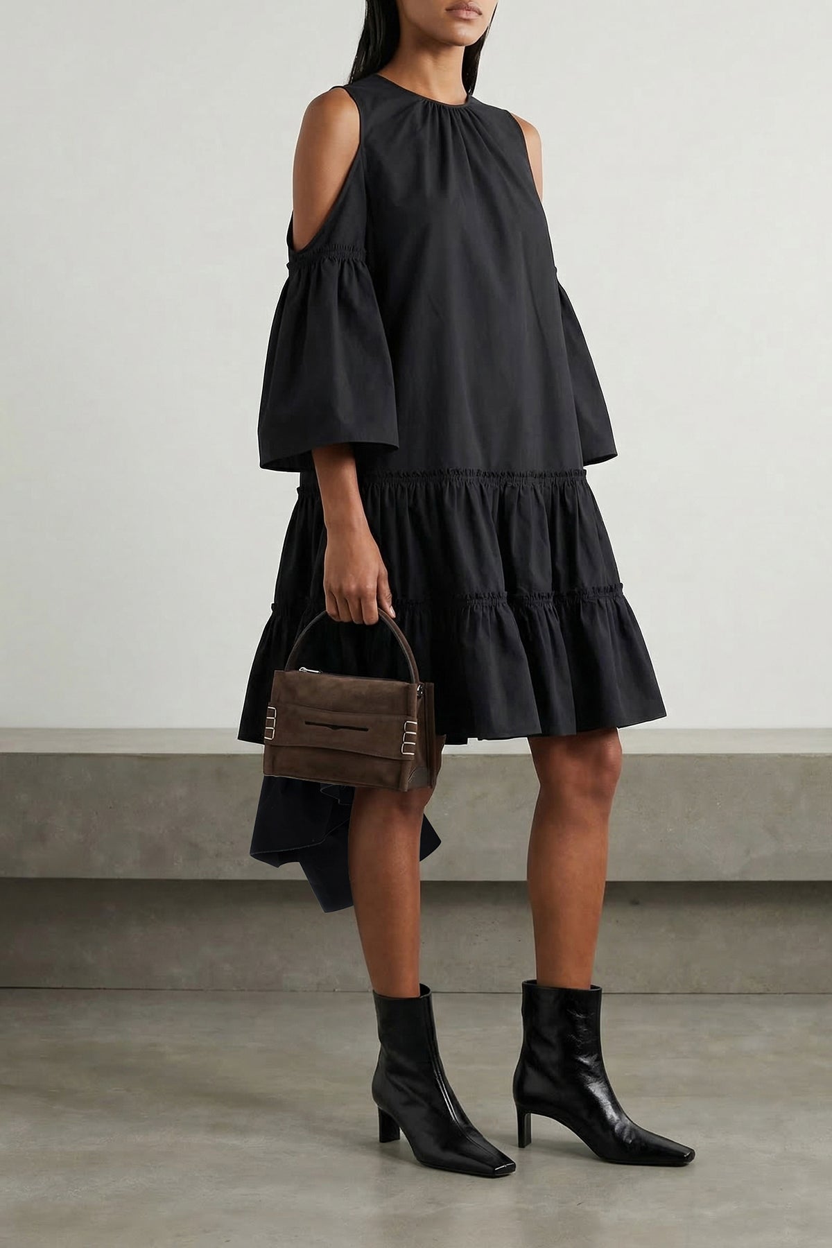ruffles cotton popelin midi dress