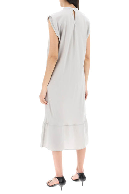 midi dress with diagonal cut in