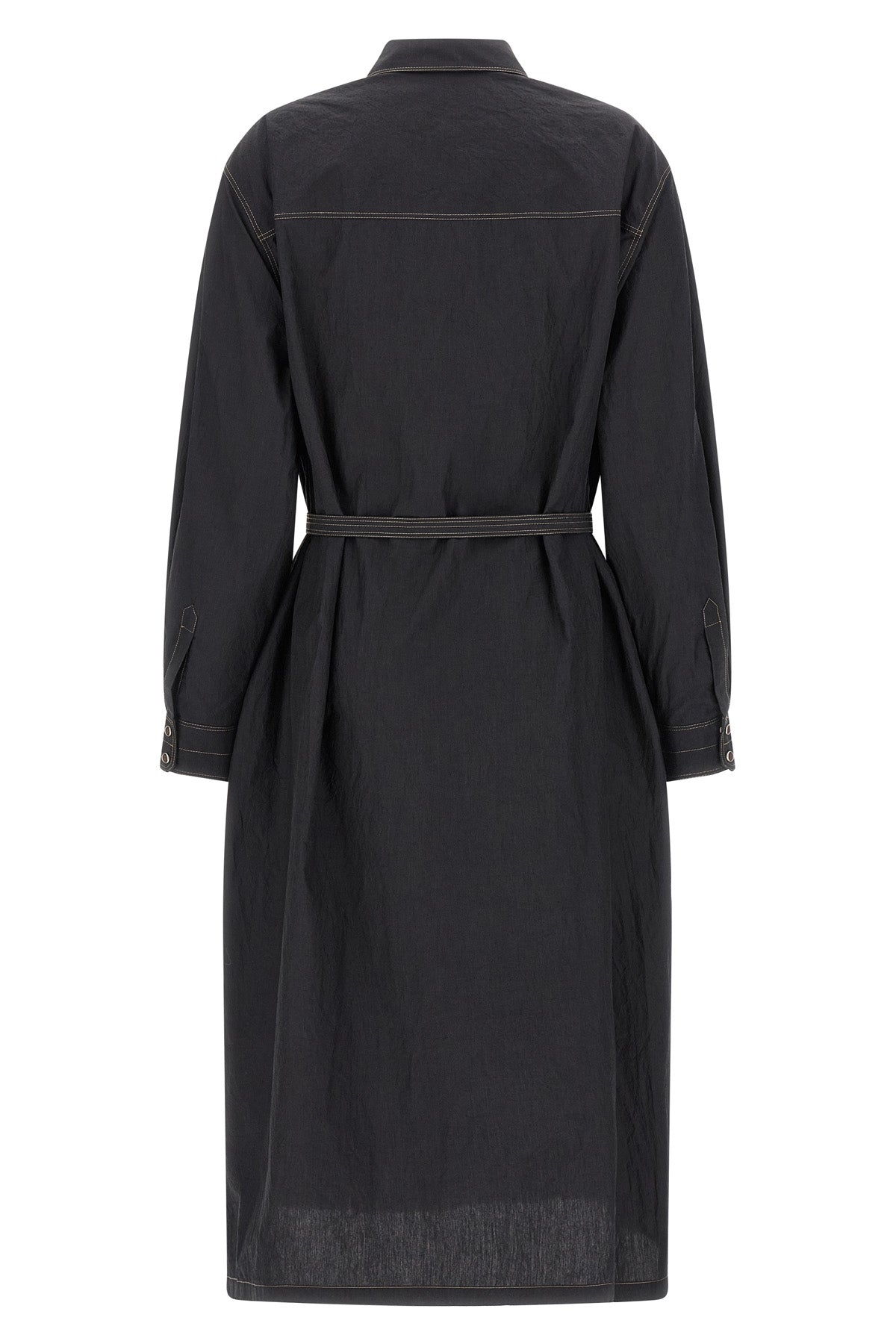 asymmetrical shirt slightly wrinkled cotton crêpe midi dress