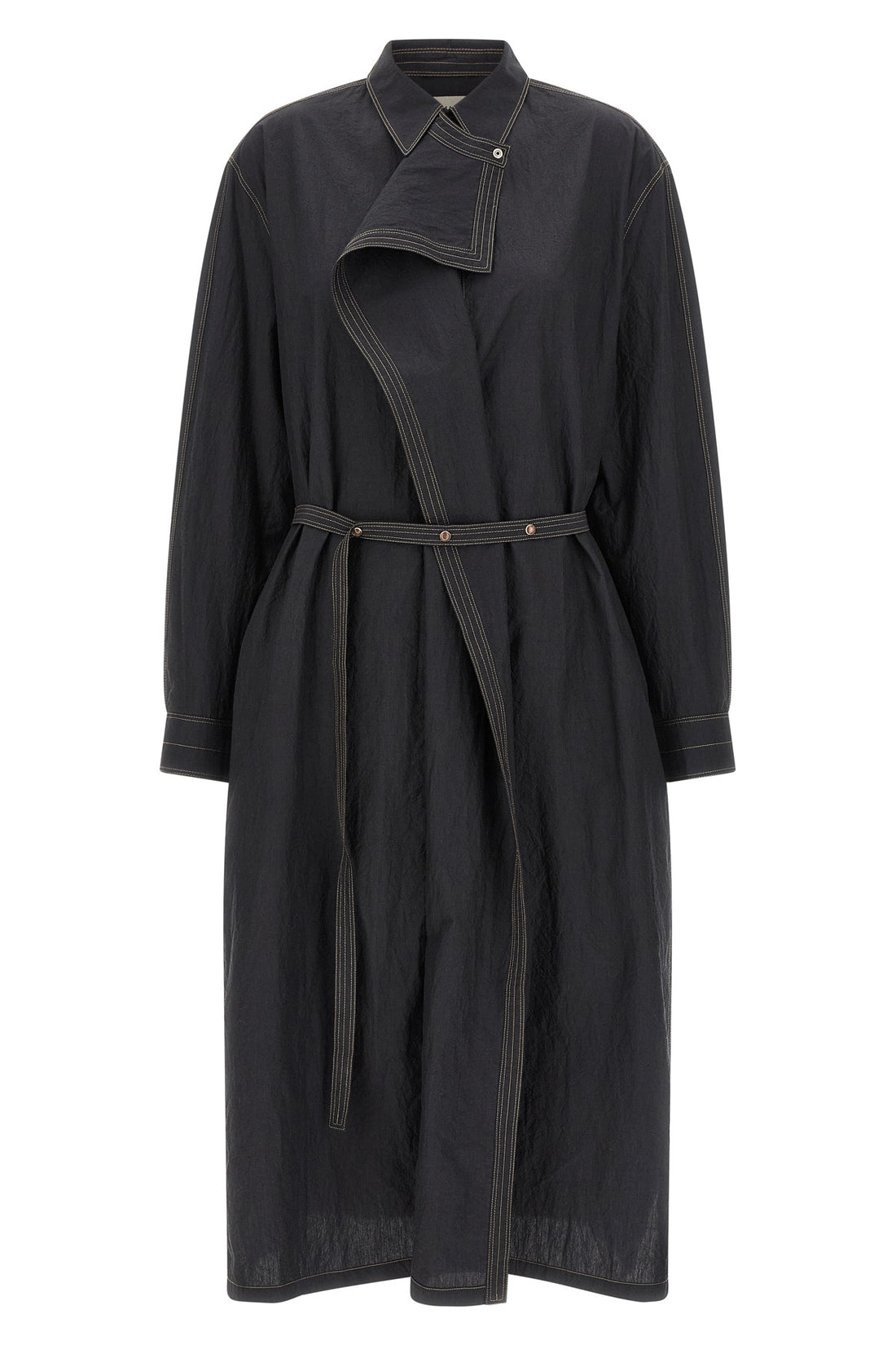 LEMAIRE 34 asymmetrical shirt slightly wrinkled cotton crêpe midi dress