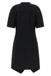 soft collar asymmetrical midi dress in cotton crêpe