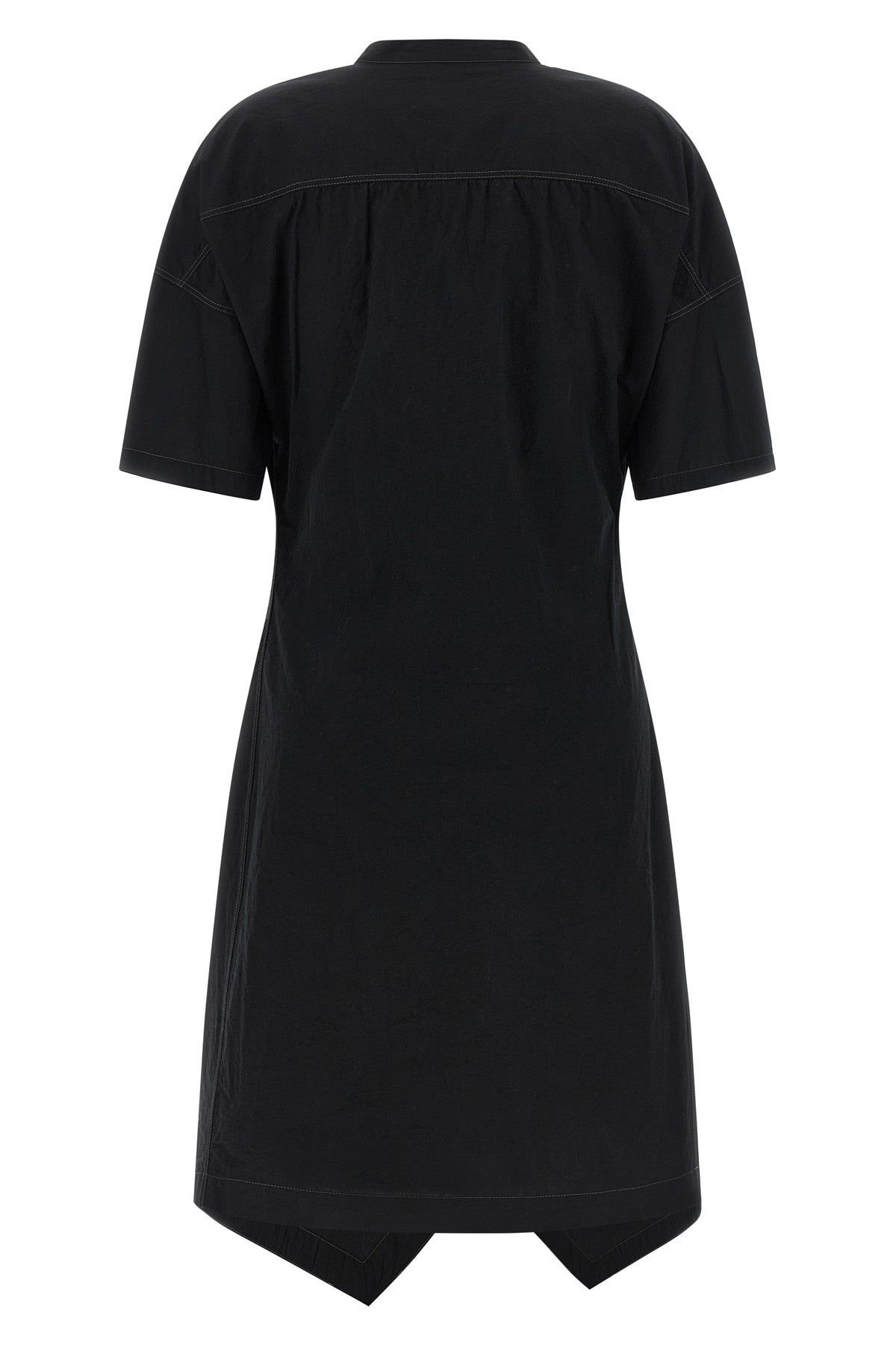soft collar asymmetrical midi dress in cotton crêpe