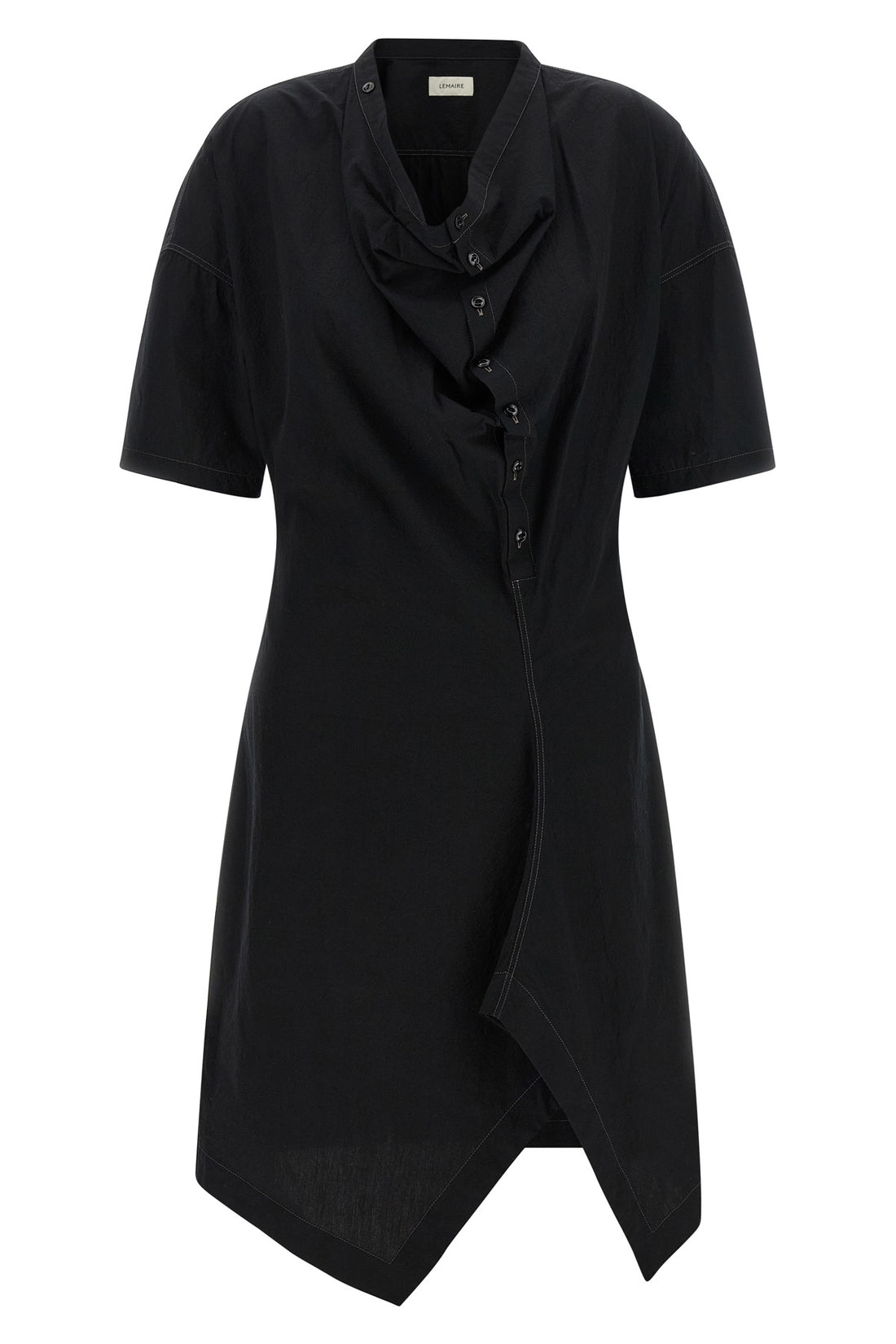 LEMAIRE 32 soft collar asymmetrical midi dress in cotton crêpe