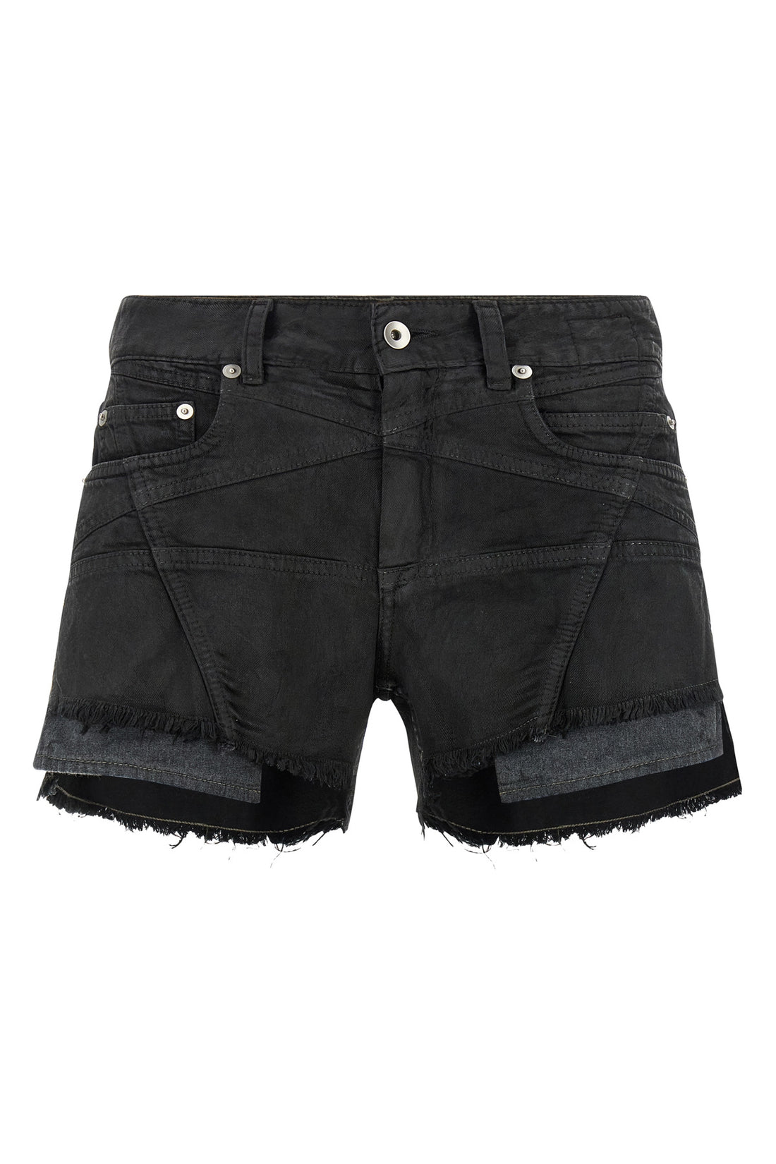DRKSHDW 27 lana cut offs shorts in used-effect garment-dyed cotton denim