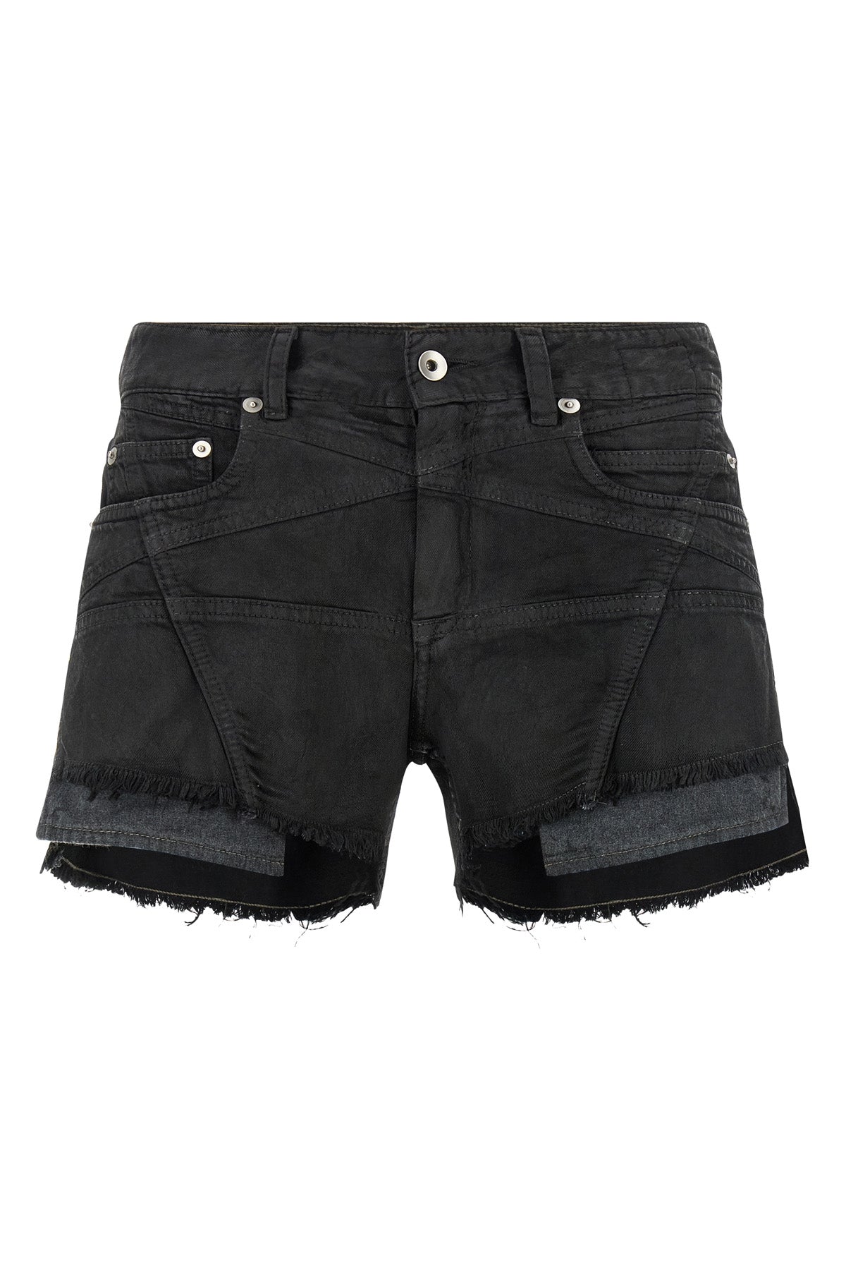 lana cut offs shorts in used-effect garment-dyed cotton denim
