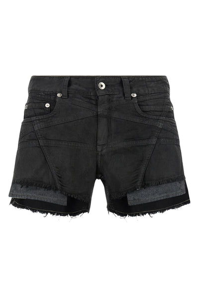 lana cut offs shorts in used-effect garment-dyed cotton denim