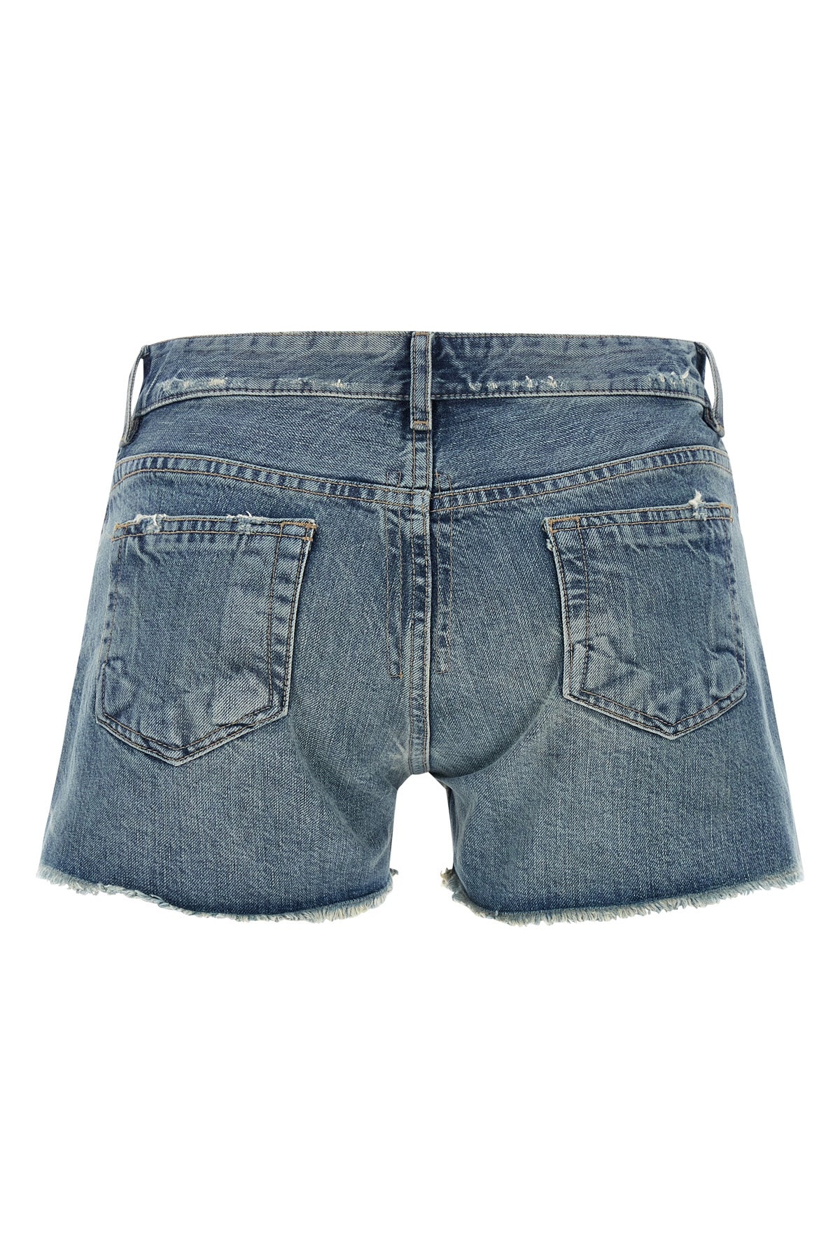 lana cut offs shorts in used-effect stone-washed cotton denim