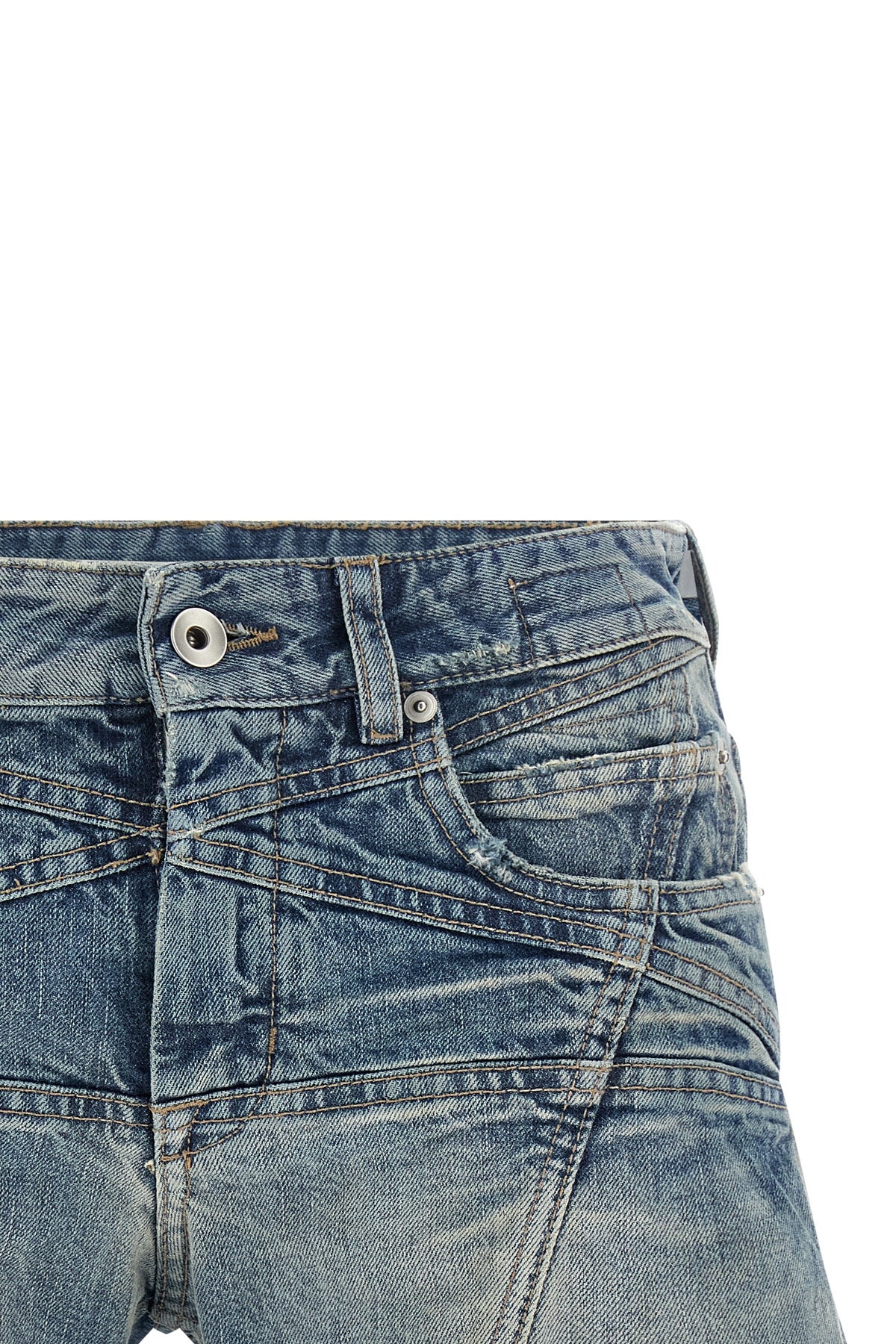 lana cut offs shorts in used-effect stone-washed cotton denim