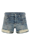 lana cut offs shorts in used-effect stone-washed cotton denim