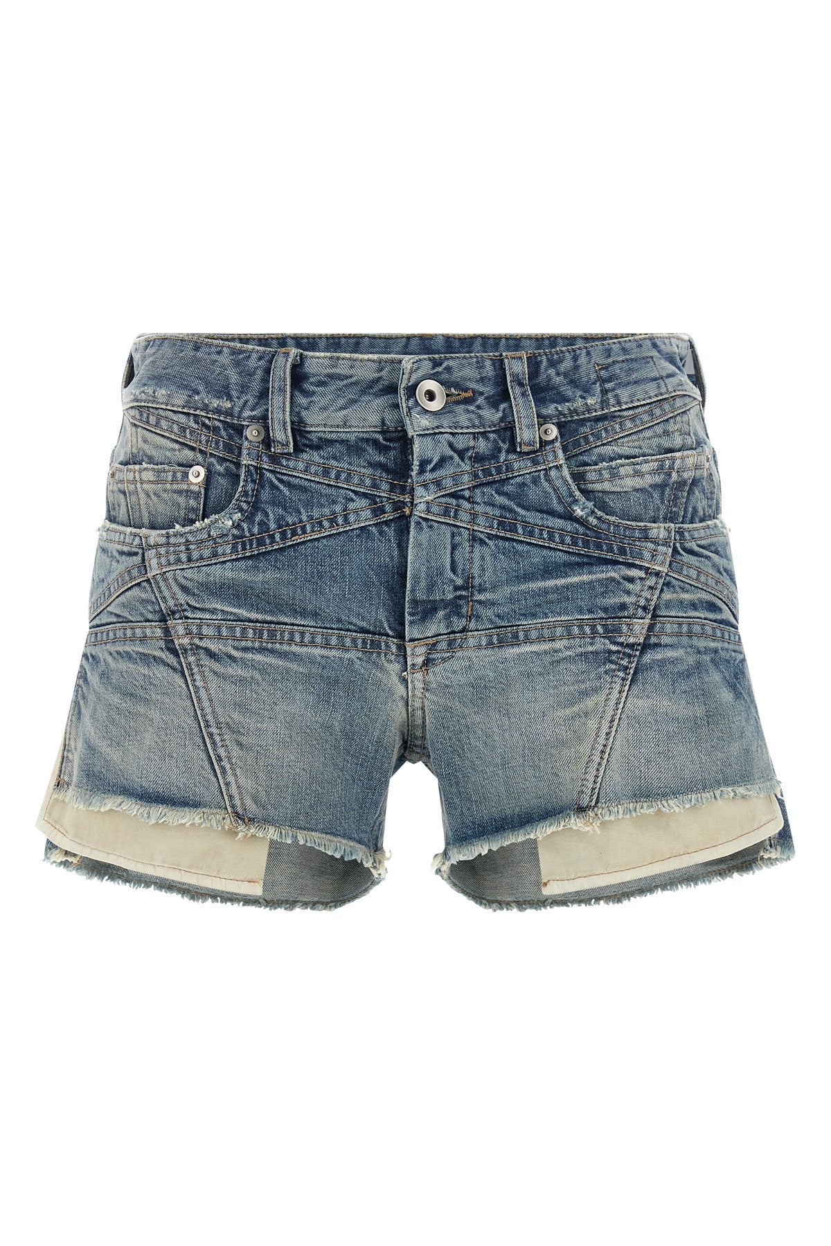 lana cut offs shorts in used-effect stone-washed cotton denim