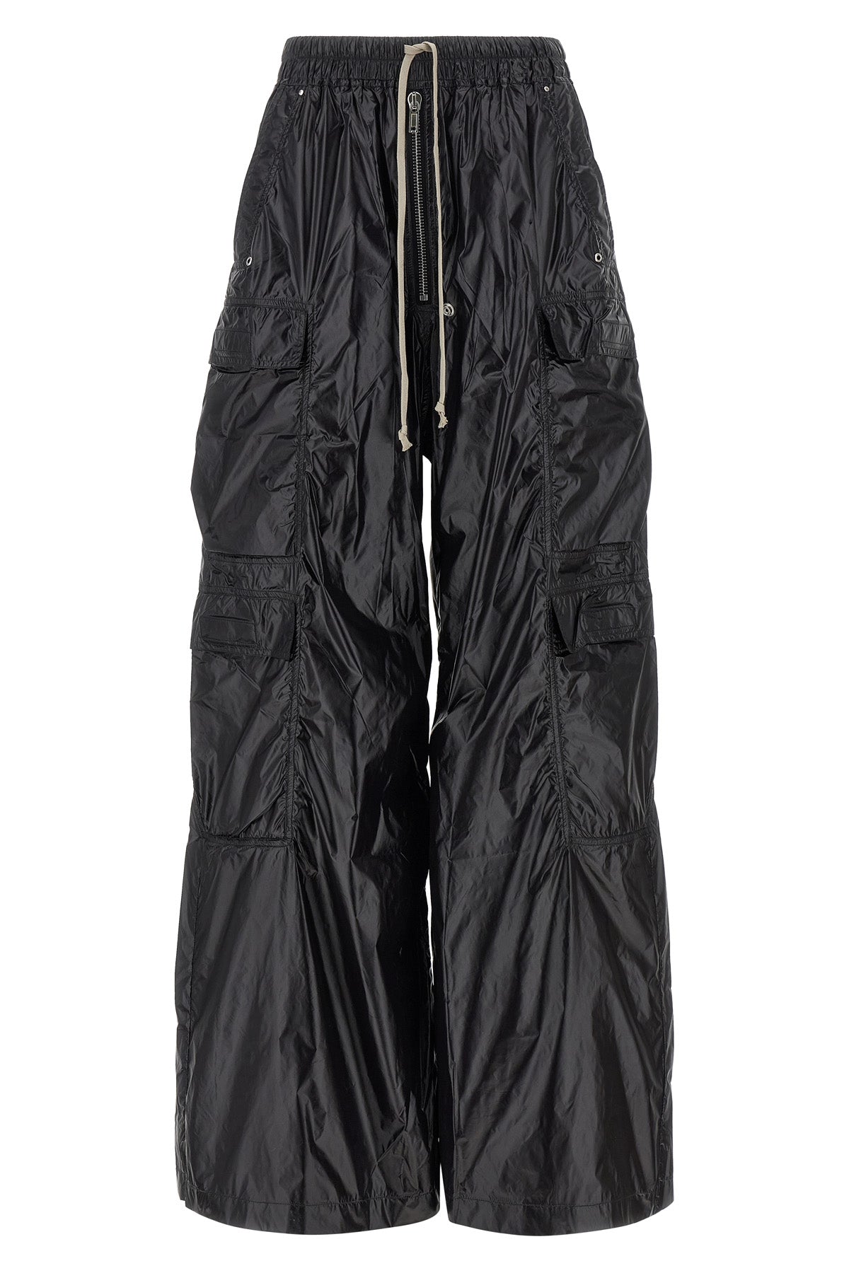 double cargo jumbo belas shiny light nylon trousers