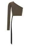 the one-shoulder top drkshdw ziggy redefines proportions through a rigorous as
