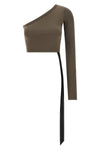 the one-shoulder top drkshdw ziggy redefines proportions through a rigorous as