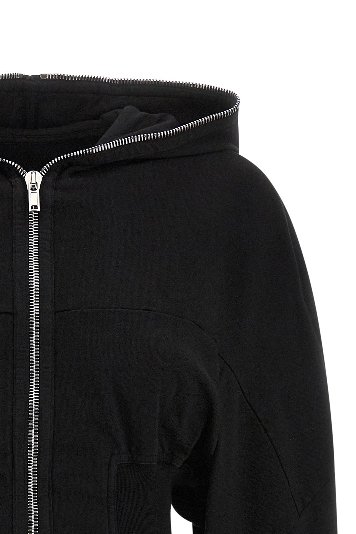 the drkshdw collage gimp hoodie redefines the volumes of sportswear through a br