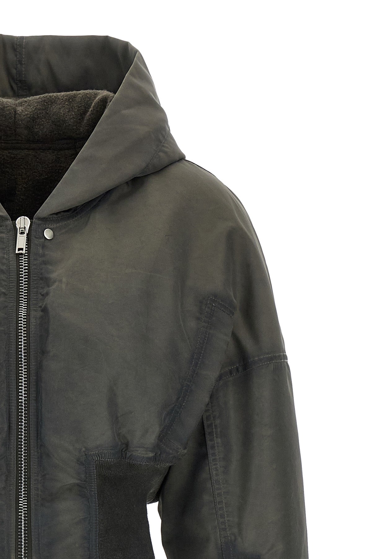 the drkshdw hooded cropped flight bomber jacket redefines the proportions of o