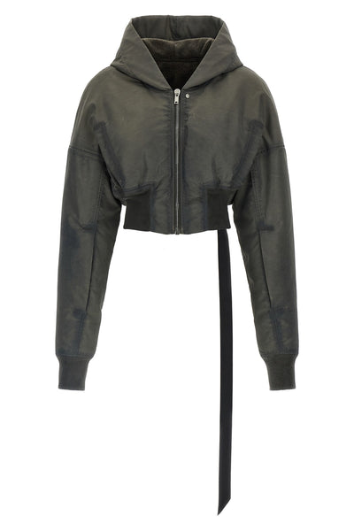 the drkshdw hooded cropped flight bomber jacket redefines the proportions of o