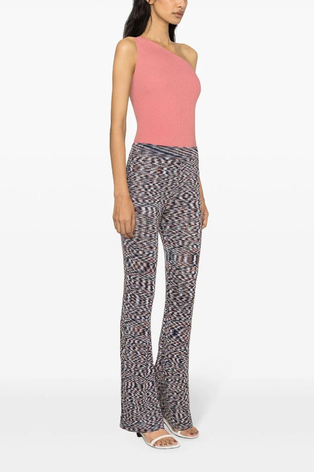 patterned viscose blend trousers