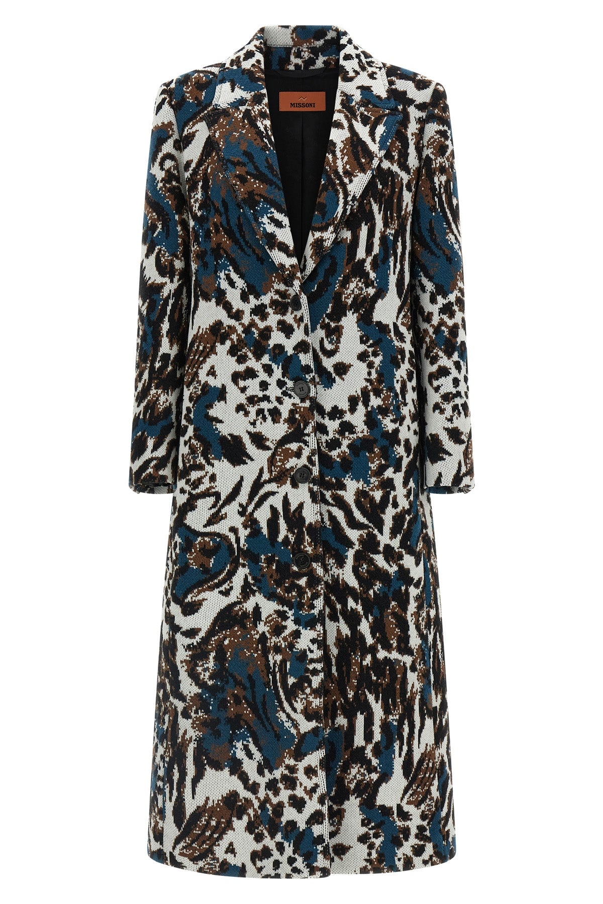 animalier wool jacquard coat