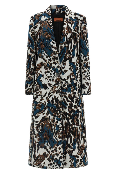 animalier wool jacquard coat