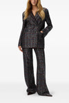 tartan patterned viscose blend blazer
