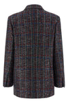 tartan patterned viscose blend blazer