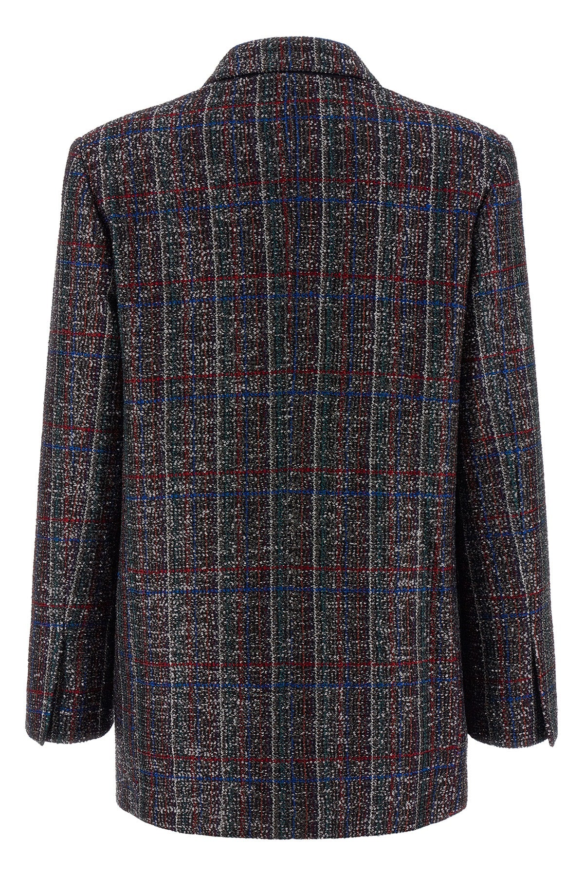 tartan patterned viscose blend blazer