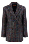 tartan patterned viscose blend blazer
