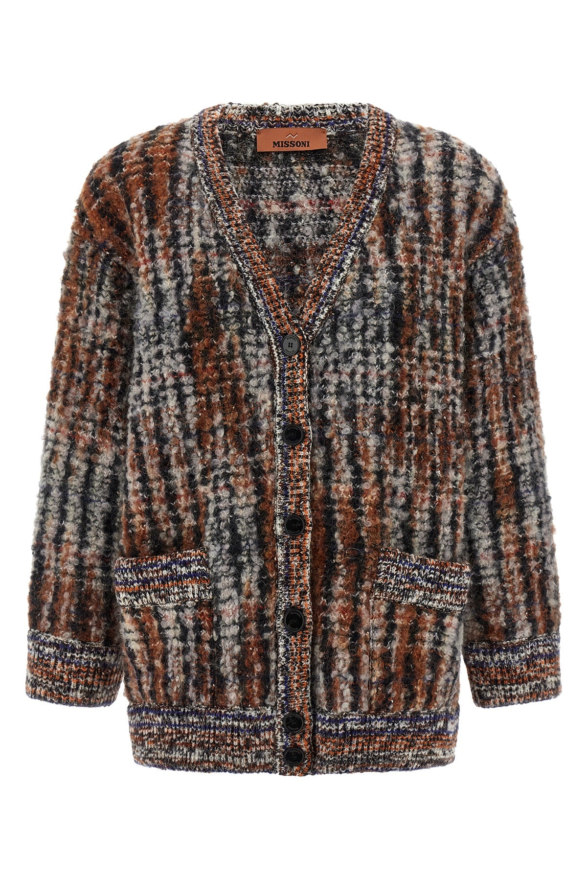 patterned bouclé wool cardigan