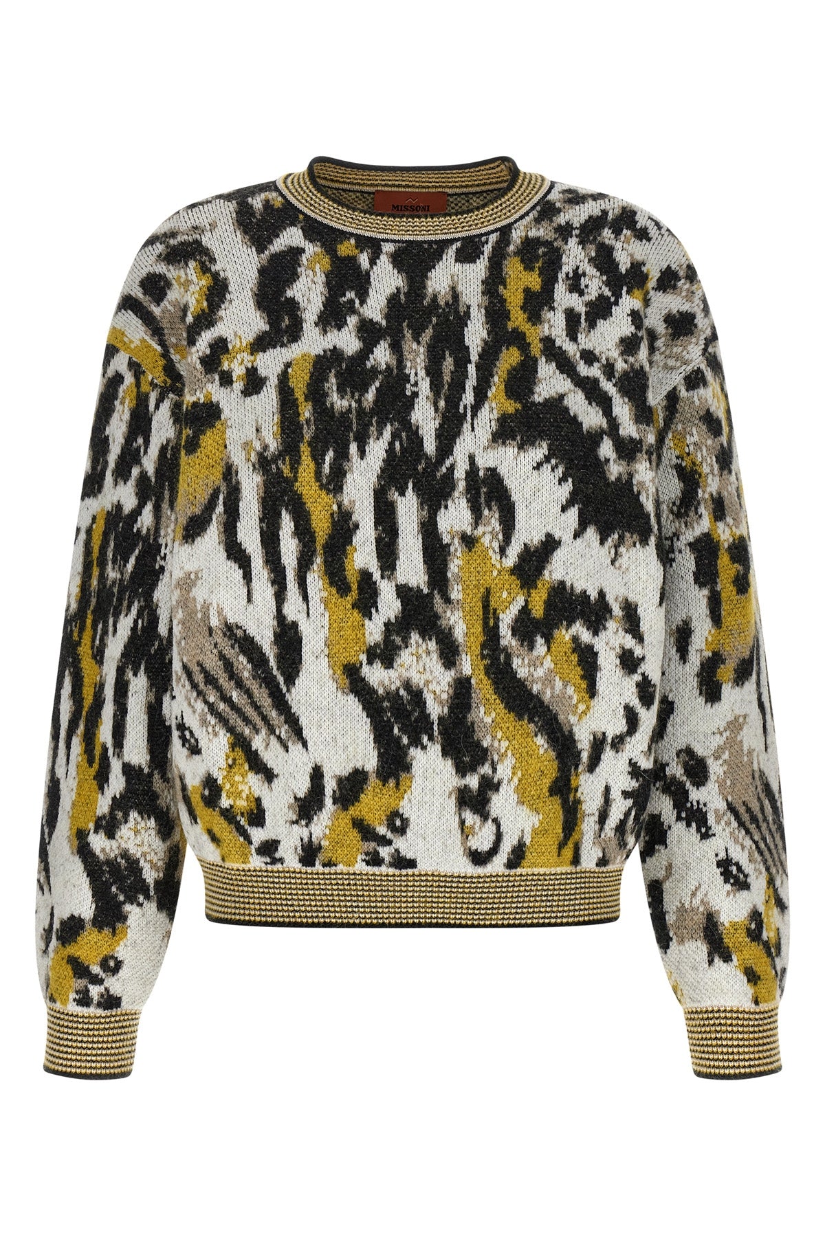 animalier jacquard alpaca blend sweater