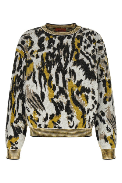 animalier jacquard alpaca blend sweater