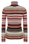 striped turtleneck sweater in viscose and wool blend