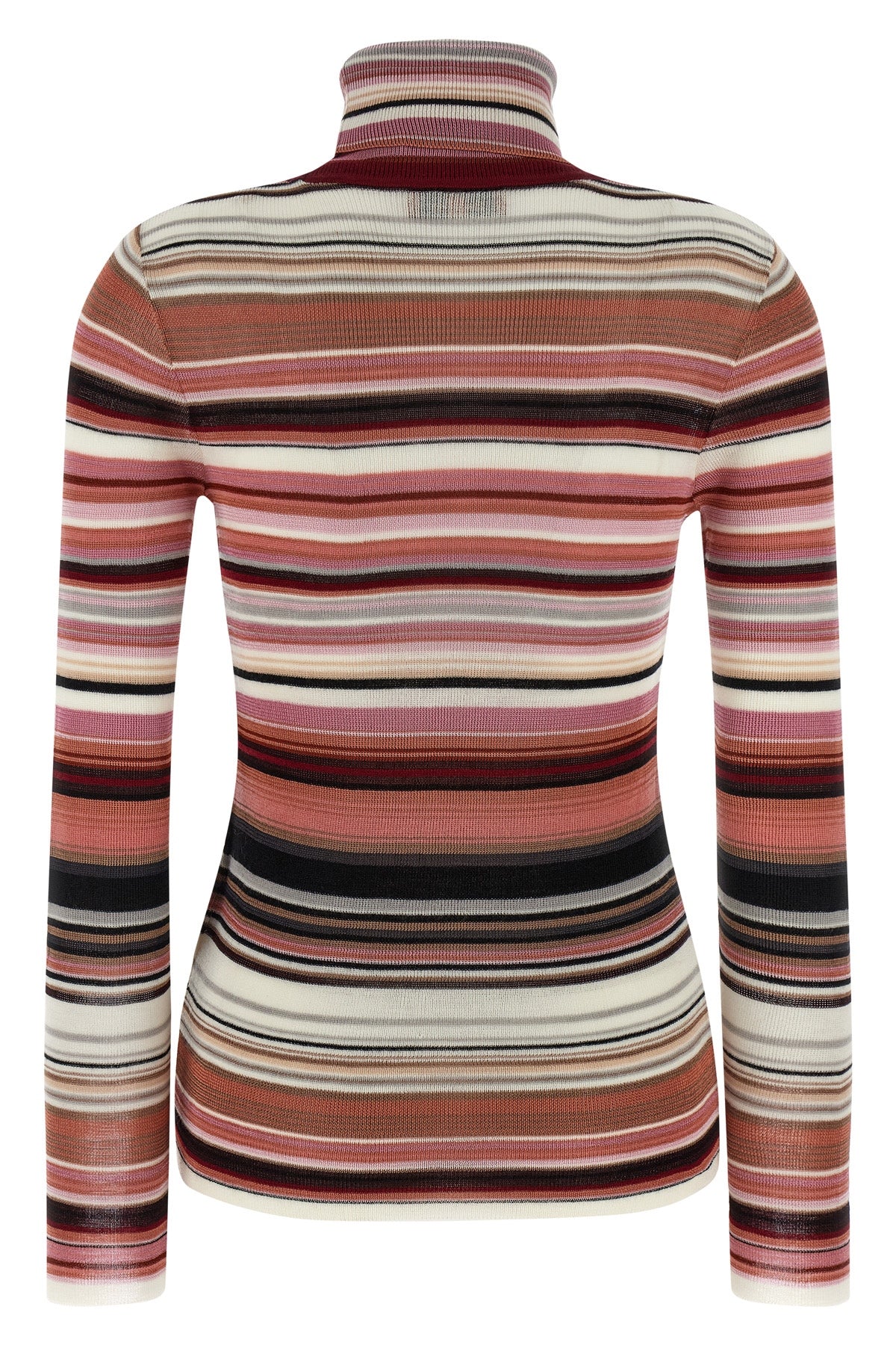 striped turtleneck sweater in viscose and wool blend