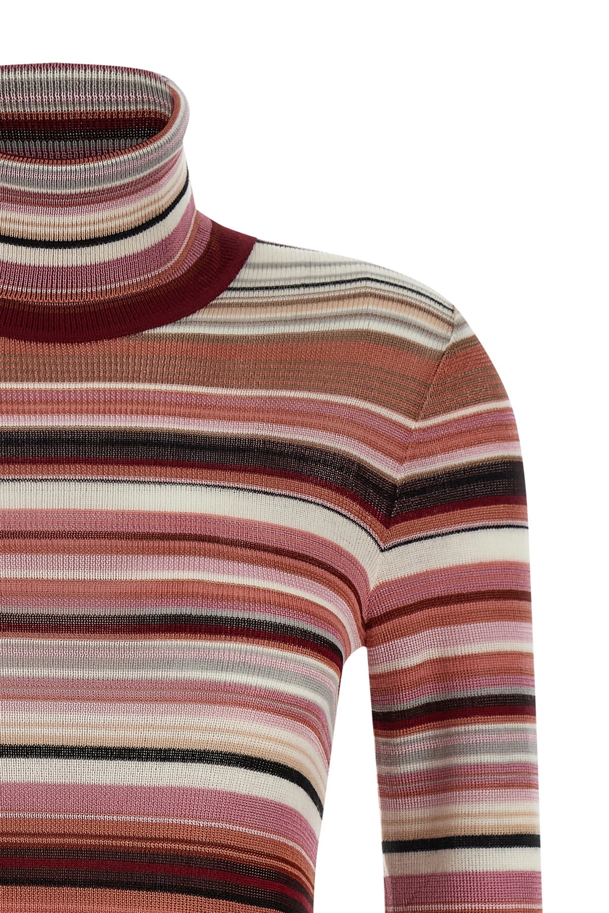 striped turtleneck sweater in viscose and wool blend