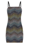 caperdoni frame-crafted viscose lamé mini dress