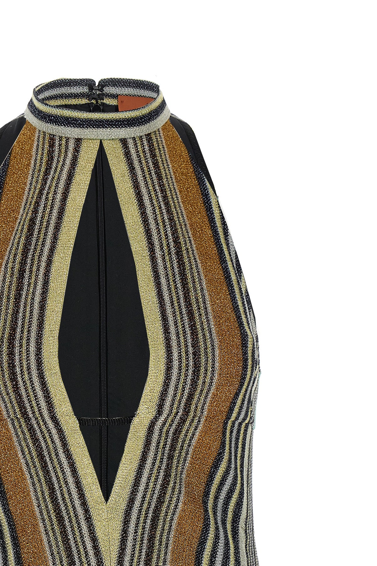 striped viscose lamé mini dress