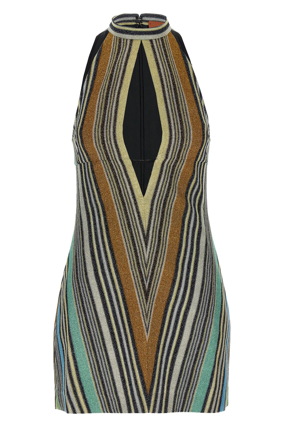 MISSONI 38 striped viscose lamé mini dress