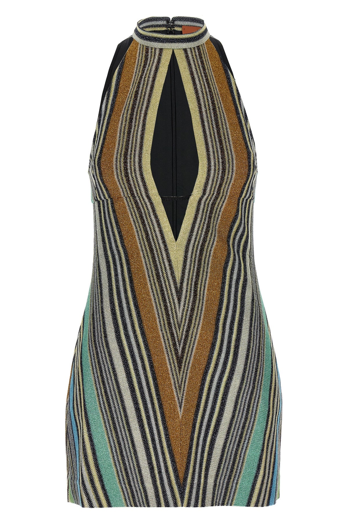 striped viscose lamé mini dress