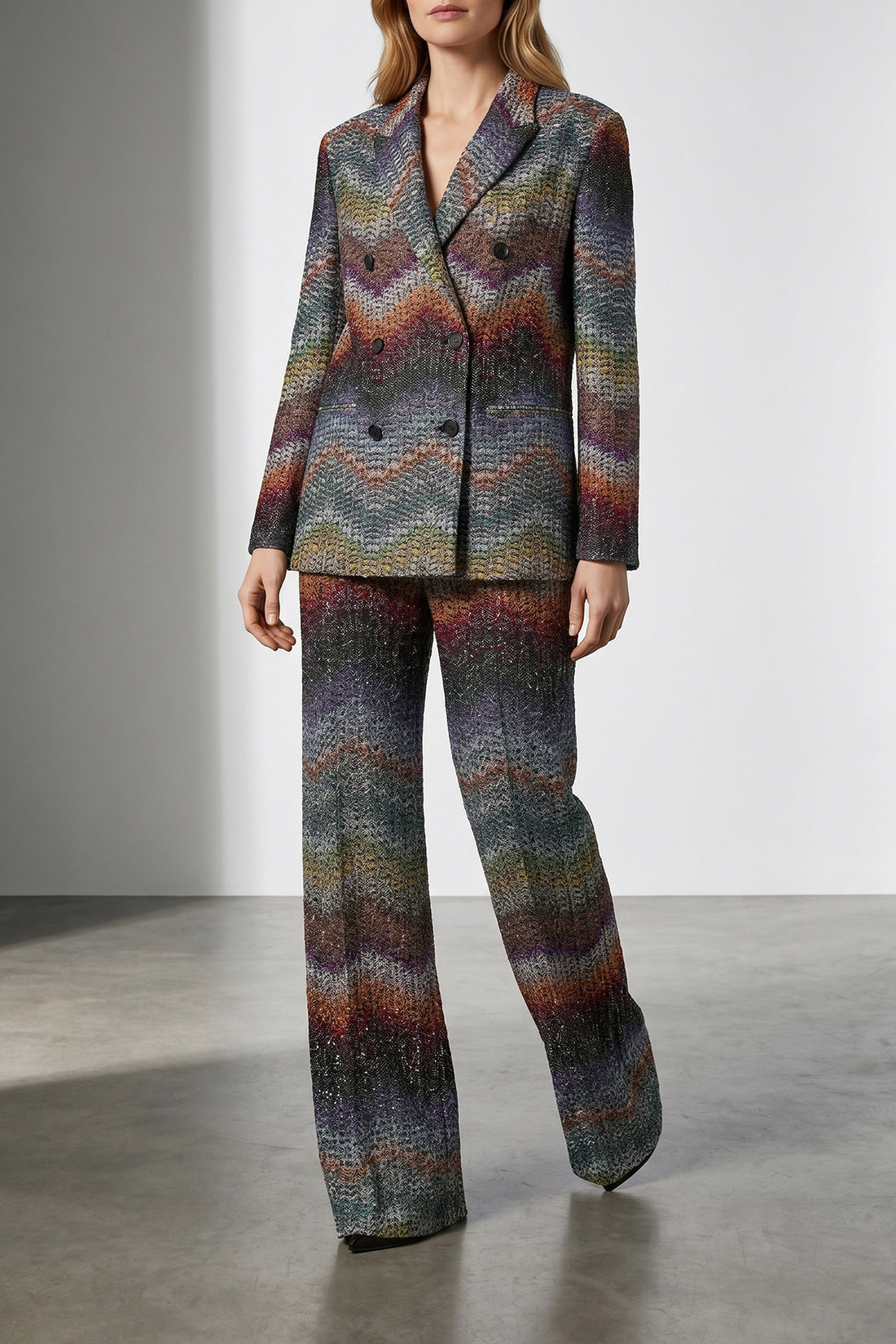 MISSONI 42 caperdoni loom sequined viscose lamé pants