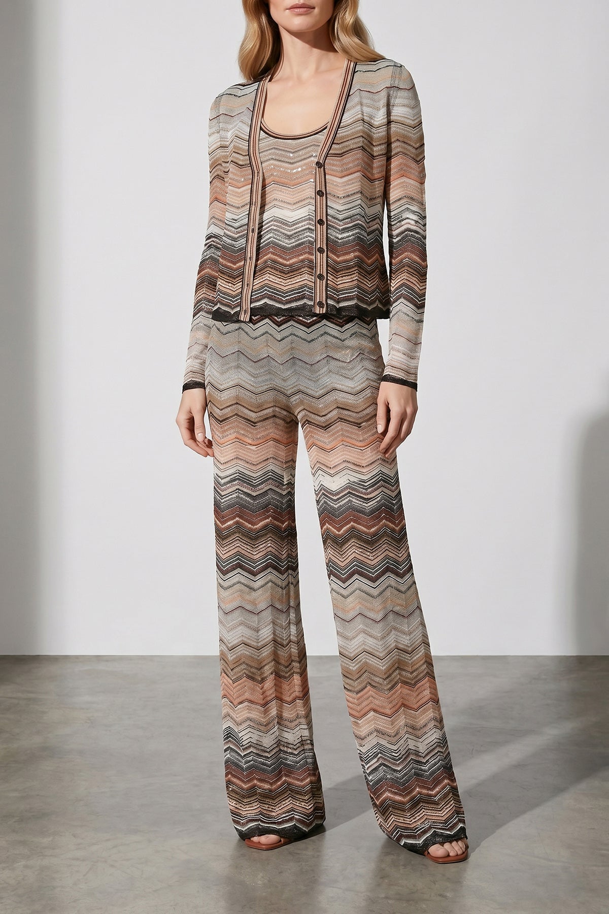 chevron lamé viscose pants
