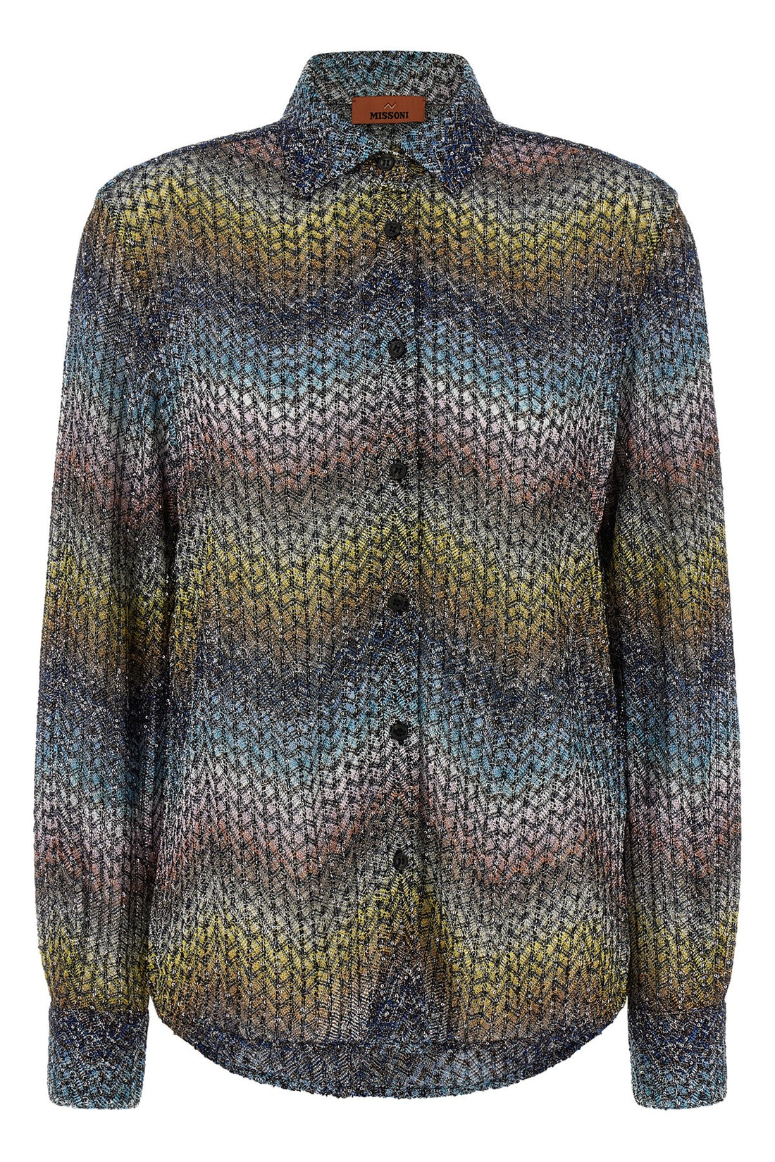 MISSONI 42 caperdoni loom-crafted viscose lamé shirt
