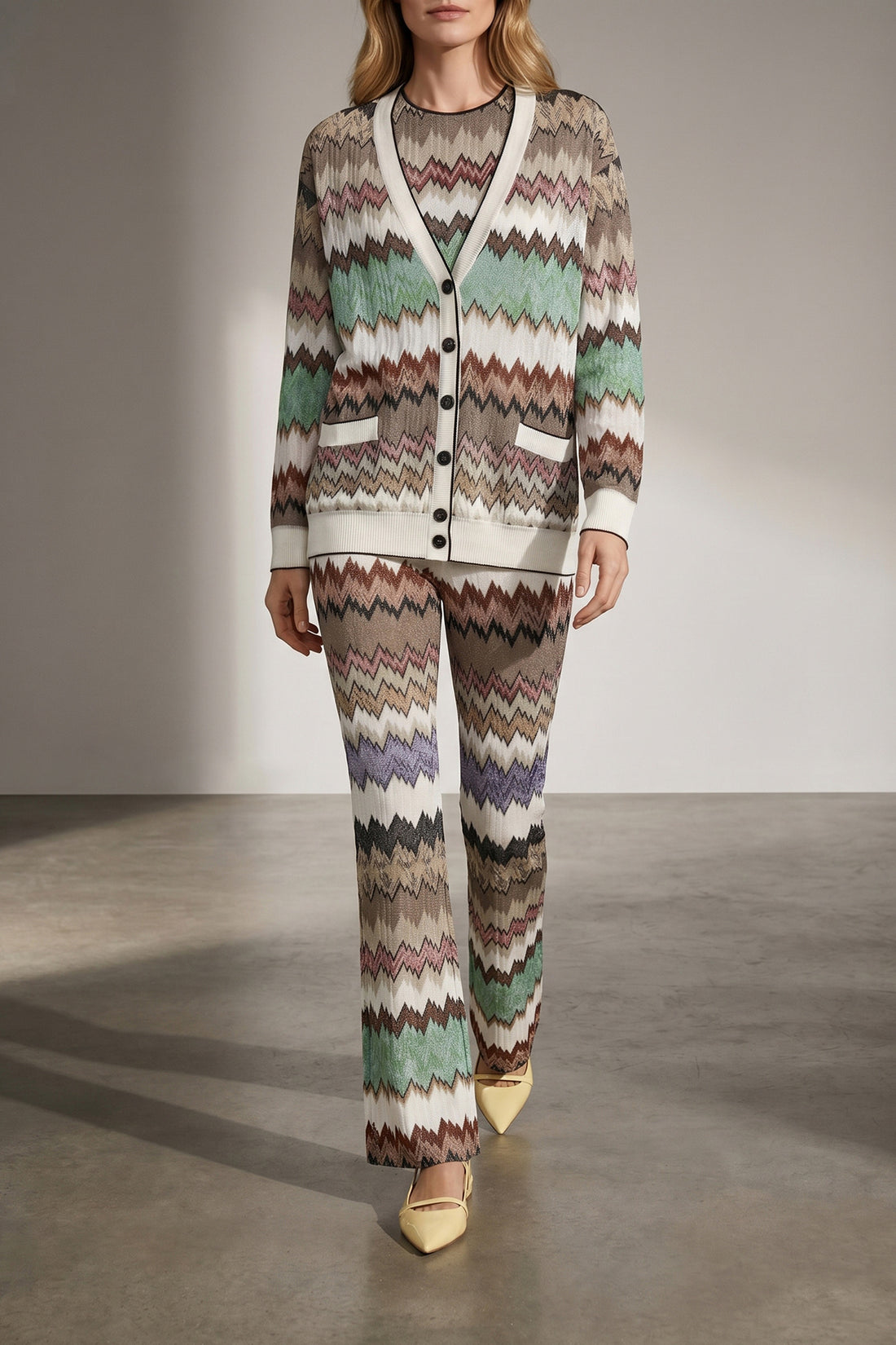 MISSONI 44 viscose zigzag lamé top