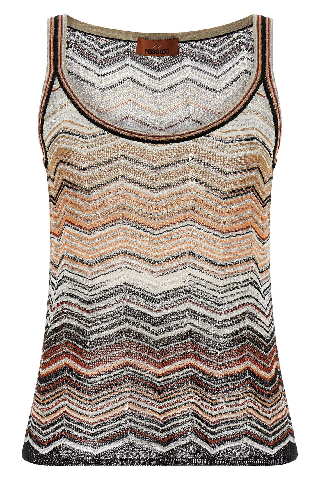 MISSONI 42 tank top in viscose chevron lamé pattern