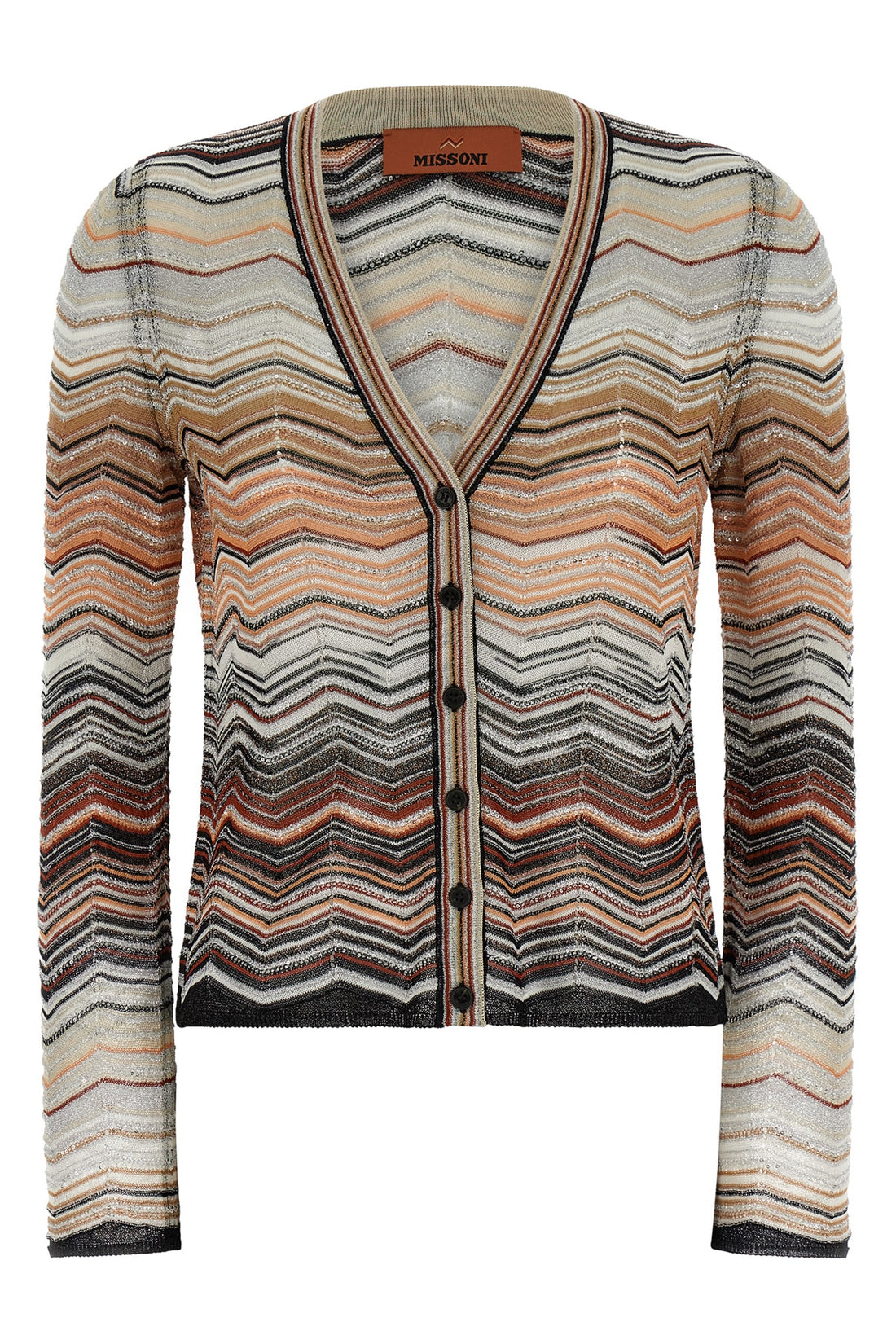 MISSONI 42 chevron lamé viscose cardigan