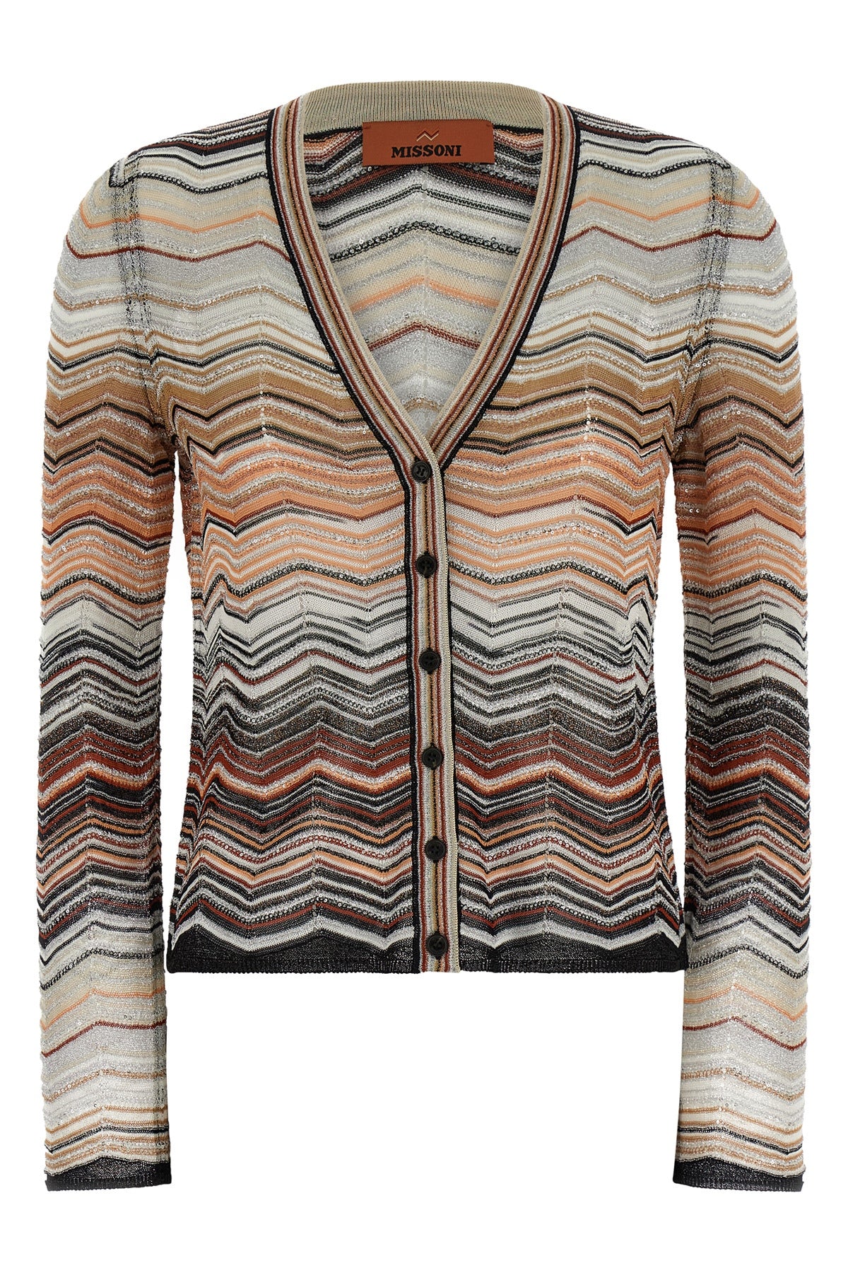 chevron lamé viscose cardigan