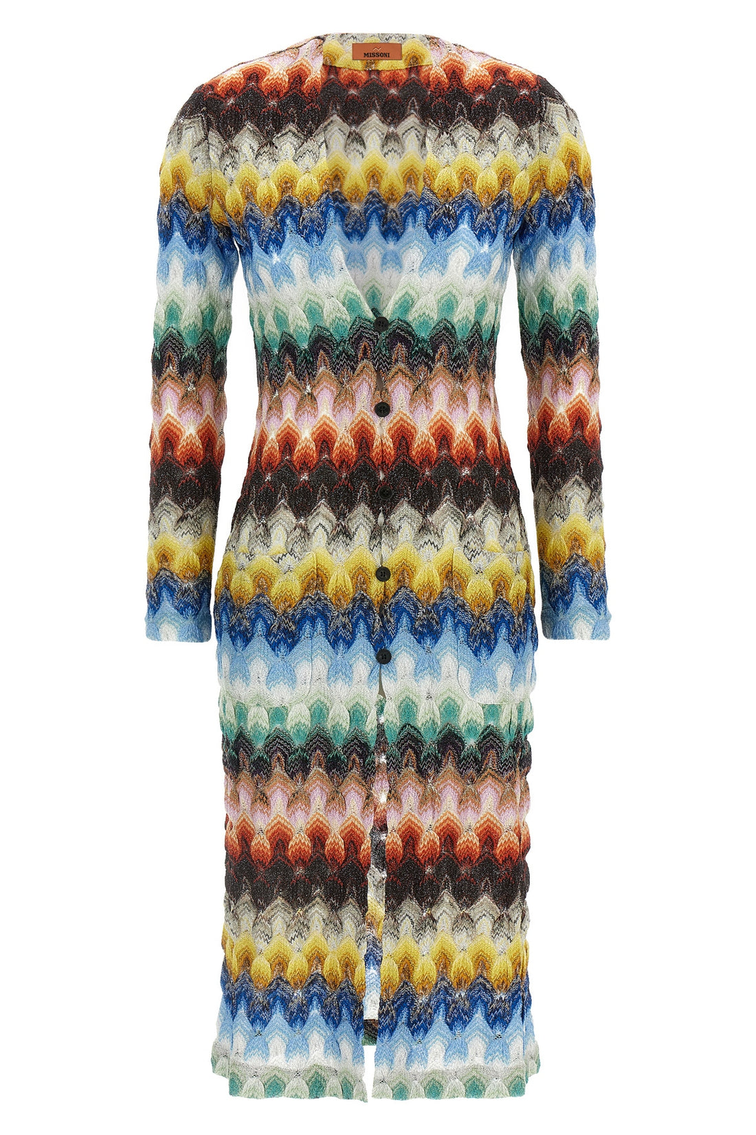 MISSONI 44 long cardigan in lace viscose blend lamé made in raschel