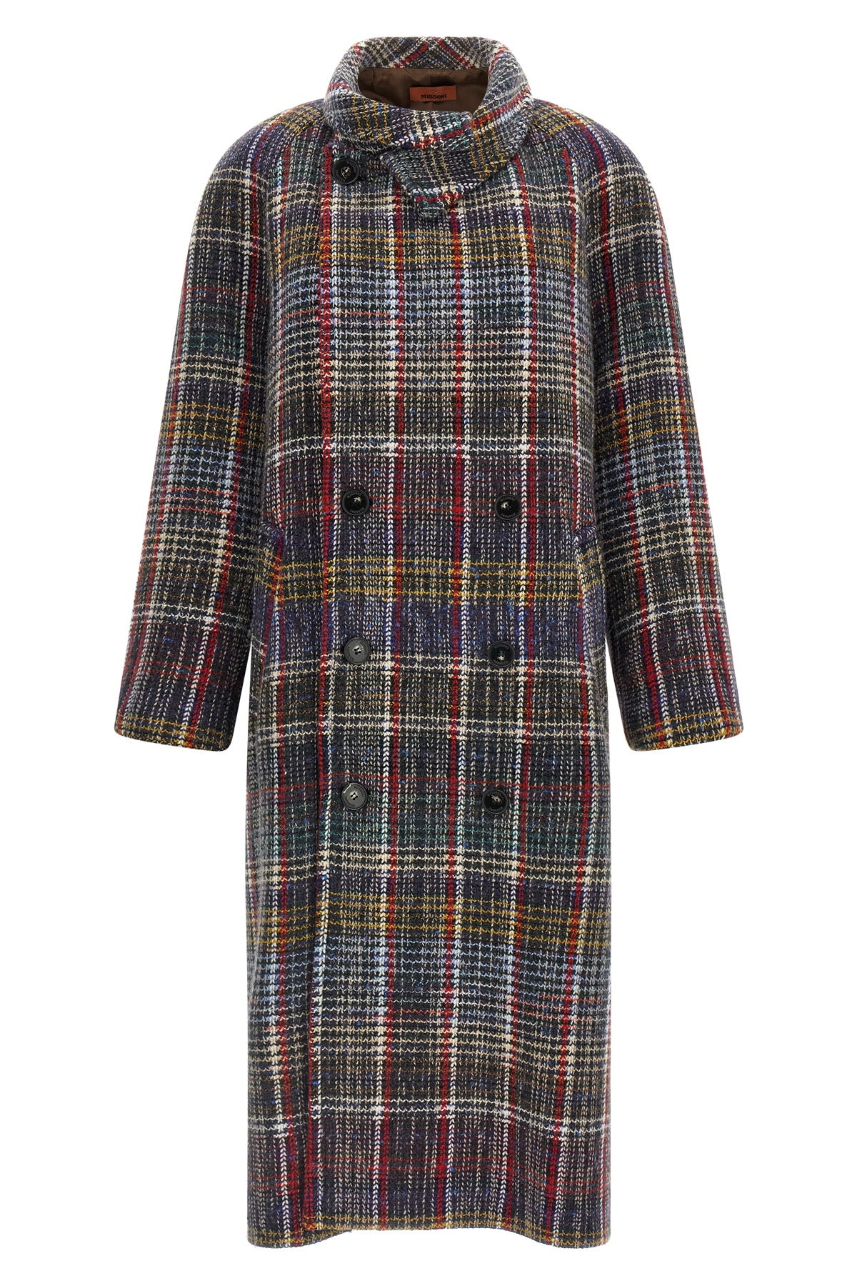 the missoni coat is distinguished by a sartorial construction defined by oversiz