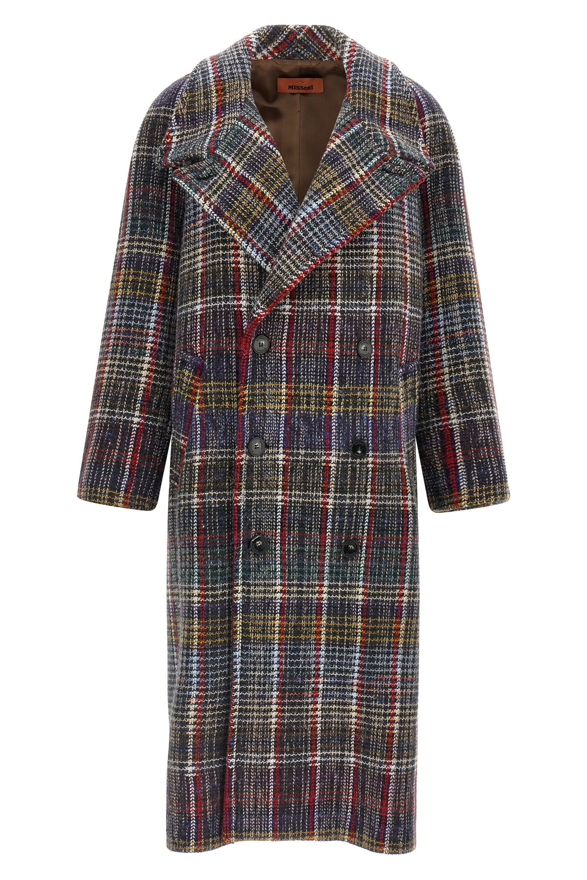 the missoni coat is distinguished by a sartorial construction defined by oversiz
