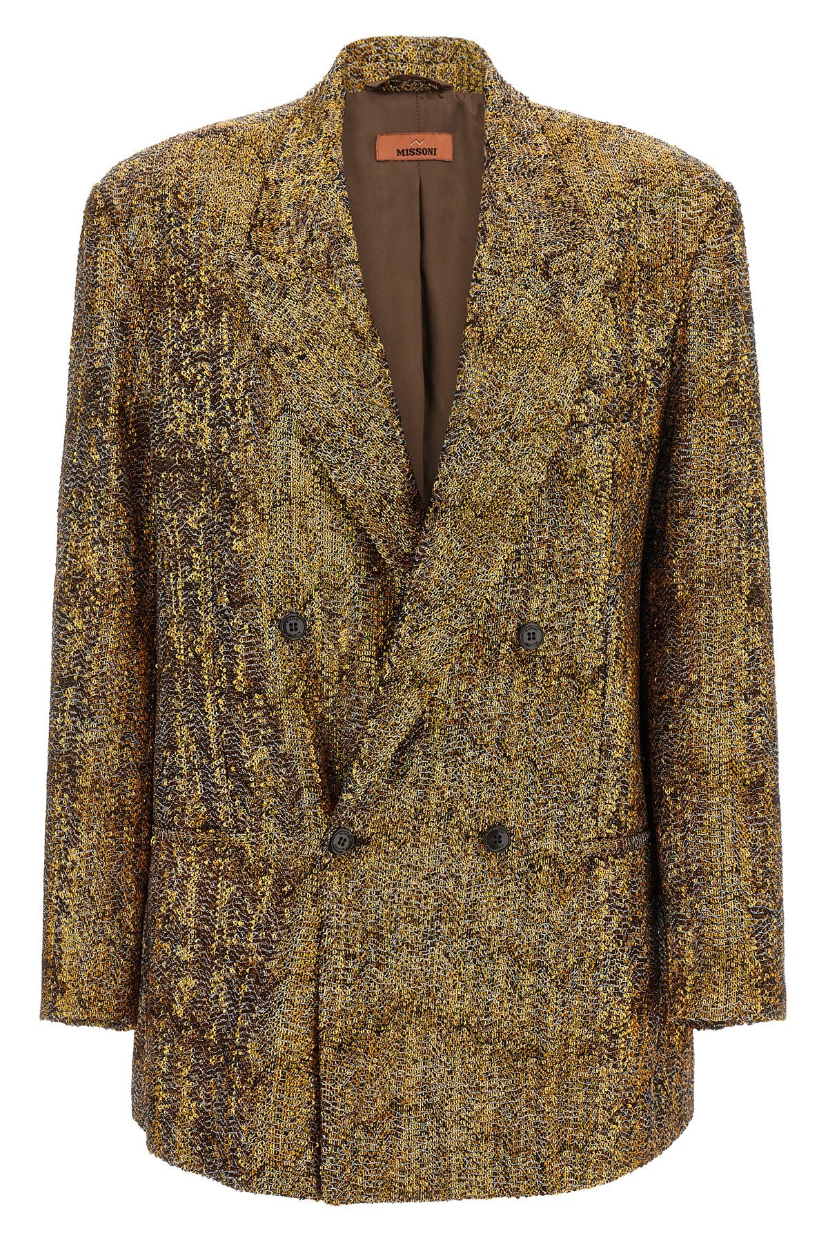 the missoni blazer stands out for a double-breasted sartorial construction defin