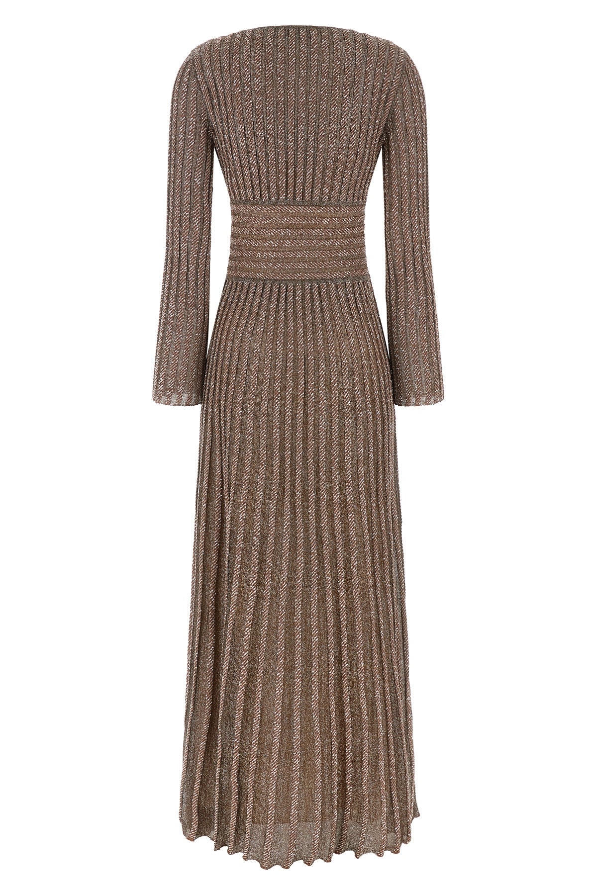 the missoni long dress exemplifies the brands mastery of knitwear through a flu