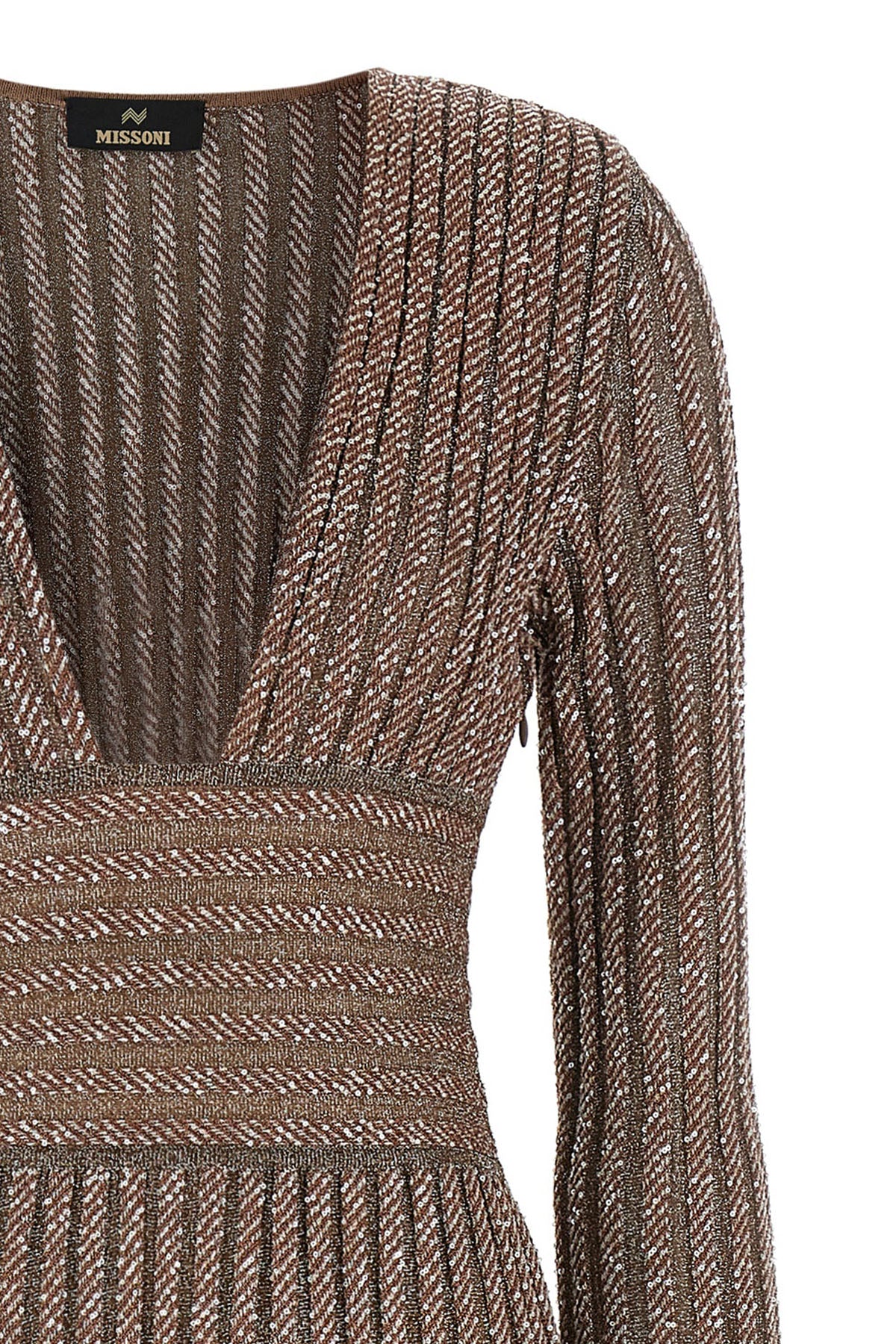 the missoni long dress exemplifies the brands mastery of knitwear through a flu
